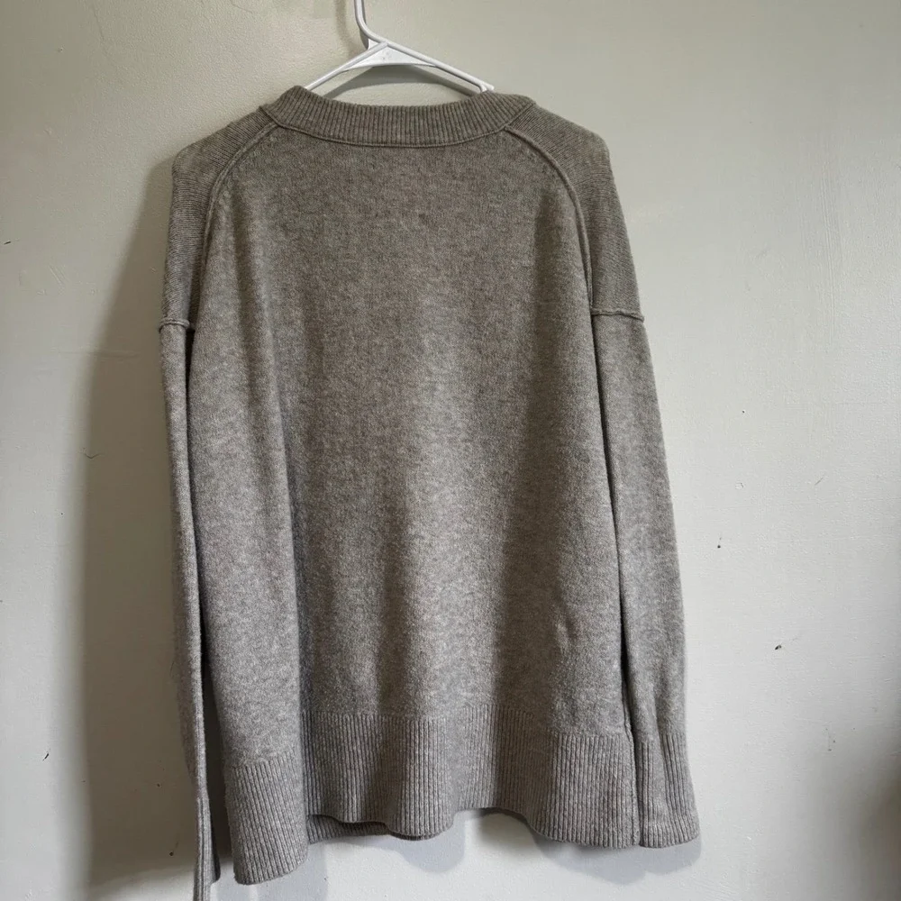 Aerie Women's Tan Brown V-Neck Oversized Knit Pullover Sweater Size S/P